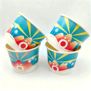 Gobelet à crème glacée en papier jetable personnalisé imprimé 4/6/8/12 oz <span class=keywords><strong>avec</strong></span> couvercle en papier en forme de dôme, vente en gros de gobelets à <span class=keywords><strong>yaourt</strong></span> glacé en papier jetable - Product Image 5