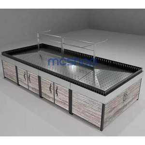 Nhiệm vụ nặng nề hai mặt thép & gỗ freestanding lưới Kệ thực phẩm tươi sống Giá Trái Cây Rau hiển thị bảng cho siêu thị - Product Image 6