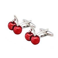 Fruit Red Cherry Franse stijl messing manchetknopen voor unisex formele feestpromotie cadeau