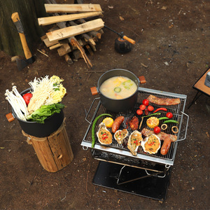 Réchaud de camping portable Hike Mount 2,8 L en alliage d'aluminium, avec marmite de 28 cm de diamètre, finition brossée, style minimaliste - Product Image 1