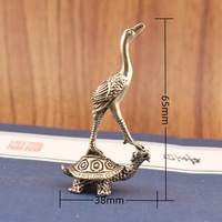 1 pièce Tortue grue rétro en laiton, objet ancien sculpté, animal de thé, décoration de bureau, artisanat