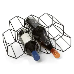 Amazon Hot Selling Metal Wine Bottle Holder Countertop Steel Weinregal Hexagon Wine Bottle Rack