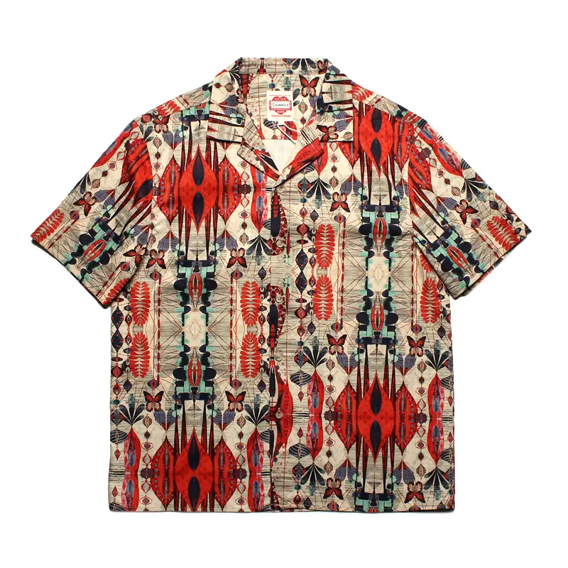 Retro exotic pattern South American style Cuban collar Hawaiian beach short sleeved shirt Tide brand casual shirt
