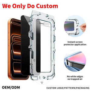 Custom Logo <b>Screen</b> <b>Protector</b> for iPhone 17 Pro Max 9H <b>Privacy</b> Tempered Glass with Dust-Free Installation Kit & Alignment Frame - Product Image 1