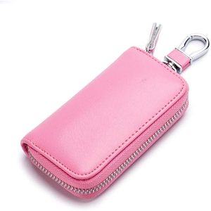 Porte-clés rectangulaire en cuir avec mousqueton, mini-sac durable pour clés et petits objets - Product Image 4