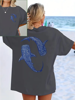 Nouveau T-shirt d'été pour femme 100 % coton à imprimé animal, coupe décontractée, manches courtes, 220g tissé