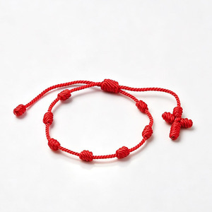 Braccialetto RTS in Stile Peruviano con 7 Nodi, Cordoncino Rosso Portafortuna, Fatto a Mano, Ideale come Regalo per l'<span class=keywords><strong>Amicizia</strong></span> - Product Image 1
