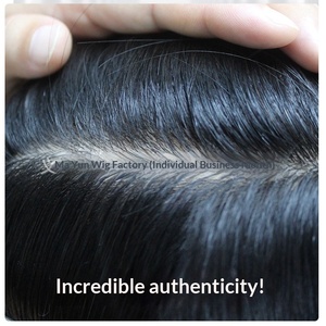 Parrucca <span class=keywords><strong>da</strong></span> <span class=keywords><strong>uomo</strong></span> con <span class=keywords><strong>capelli</strong></span> <span class=keywords><strong>veri</strong></span>, processo a ago completo, blocco frontale in biomembrana invisibile e senza cuciture, può essere permanentata, tinta e pettinata all'indietro - Product Image 2