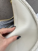 Sac à bandoulière de luxe pour femme en cuir véritable Togo, forme croissant, avec poignée tressée et cuir de vachette grainé