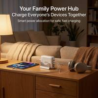 Bloc de chargeur 6 ports 200W en nitrure de gallium, station de charge rapide de bureau avec support détachable, adaptateur d'alimentation multi-appareils PD QC