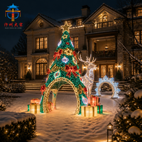 Riesiges Outdoor-Weihnachtsbaum- und Rentier-Seidenlaternen-Set, Handgefertigte Festliche Feiertagsdekoration für Kommerzielle Plätze und Gärten