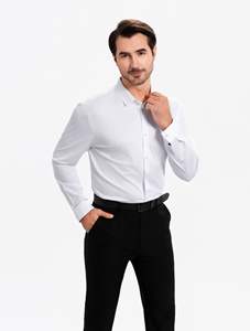 Chemise <span class=keywords><strong>Ouma</strong></span> à quatre sens extensible pour homme, sans repassage, anti-froissement, chemise blanche à manches longues pour homme - Product Image 6
