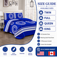 En stock : Ensemble de literie matelassé 4 pièces avec drap-housse uni assorti et couvre-lit imprimé pour le marché américain et canadien