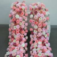 Luxe Soie Artificielle Bourgogne Rose Longue Fleur Coureur Mousse Titulaire Chic De Mariage Événement Lieu Table Décoration Fournitures