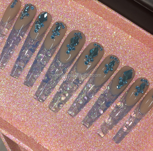 <span class=keywords><strong>Uñas</strong></span> Postizas <span class=keywords><strong>de</strong></span> <span class=keywords><strong>Navidad</strong></span> con Diseño <span class=keywords><strong>de</strong></span> Moda, Personalizadas, Ovaladas Medianas, Francesas Negras con Mariposas Blancas, <span class=keywords><strong>Uñas</strong></span> Acrílicas ABS - Product Image 5