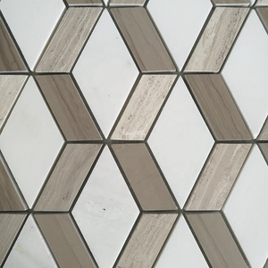 Mezcla blanca Marrón Azulejo de piedra natural Tienda de <span class=keywords><strong>hotel</strong></span> Piso Backsplash Uso Arte Mosaico Baño Pared - Product Image 4