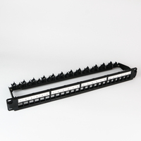 ICONEC 19 Zoll 1U 24-Port Leeres RJ45 Patch-Panel SPCC mit Kabelmanagementleiste Cat5e/Cat6/Cat6A Schwarz