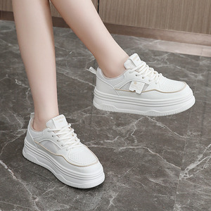 LYKU 2026 Evergreen Spring Lace-up Fashion Trend Women's Mesh Breathable Anti-Slip Casual Sporty White Shoes - Product Image 5