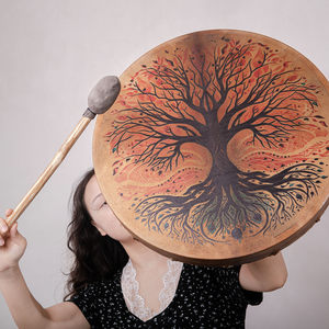 Tambour chamanique en peau de chèvre naturelle, instrument de percussion pour <span class=keywords><strong>la</strong></span> guérison sonore, <span class=keywords><strong>la</strong></span> méditation et <span class=keywords><strong>la</strong></span> <span class=keywords><strong>musique</strong></span> rituelle - Product Image 4
