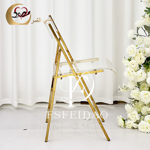 Chaise pliante moderne en acrylique pour salle à manger et mariage, avec cadre en acier inoxydable et assise en plastique transparent - Product Image 3