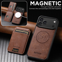 Étui de téléphone portefeuille magnétique à chargement sans fil en cuir de vachette texturé, personnalisé, directement de l'usine OEM/ODM, pour la série Apple