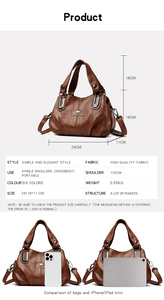 New Fashion Crossbody <b>Bag</b> Large Capacity Shoulder <b>Bag</b> <b>Soft</b> PU <b>Leather</b> Women's Handbag Designer Senior Luxury Crossbody <b>Bag</b> - Product Image 3