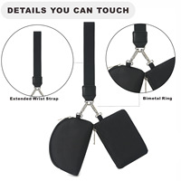 Porte-monnaie minimaliste en polyester imperméable avec porte-clés, double pochette pour cartes et clés, sac de poignet unisexe pour le sport