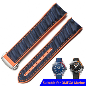<span class=keywords><strong>OMEG</strong></span> a Sea-master Planet Ocean Strap 8800 9900 Bracelet de montre en caoutchouc orange <span class=keywords><strong>OMEG</strong></span>-A bracelets de montre en nylon 20mm 22mm - Product Image 3