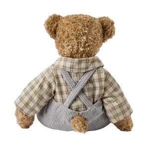 Colección de osos de peluche suave personalizada con camisa a cuadros tejida de fábrica china de juguetes de peluche fabricante de animales de peluche
