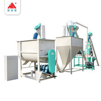 Ensemble complet de moulin à marteaux et mélangeur de type goutte d'eau pour la production de poudre d'aliments pour animaux