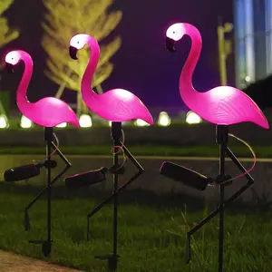Flamingo Garden Solar Lights Wasserdichte und solar betriebene dekorative Pfähle im Freien Rosa Lichter für Pathway Lawn Yard Landscape P.