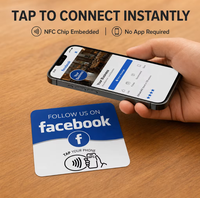 Carte NFC adhésive pour avis Facebook, autocollant de table étanche pour commentaires sur les réseaux sociaux, personnalisable et programmable, 'Touchez pour laisser un avis' pour les restaurants