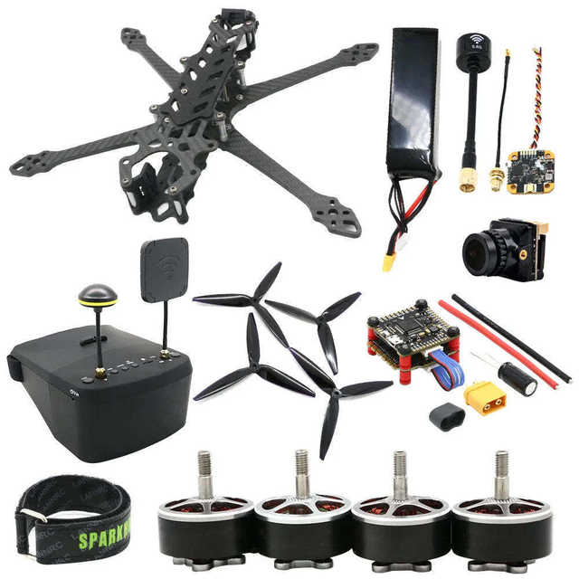 Racing Drone Kit 7 Inch Carbon Fiber Frame F4 V3 FC 50A ESC 1500KV Motor 1300mW 5 8G VTX ELRS Receiver 3300mah LiPo Battery FPV