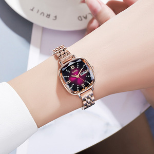 Montre carrée élégante pour femmes, montre à bracelet en acier pour femmes, montre cadeau pour banquet - Product Image 2