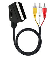 Câble Phono SCART 3-RCA, spécification européenne, connecteur 21 broches, adaptateur audio-vidéo, commutateur de réglage YR-SC-15