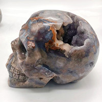 Vente en gros de crânes de cristal d'agate de fleur bleue précieuse de haute qualité crânes de cristal envies de guérison