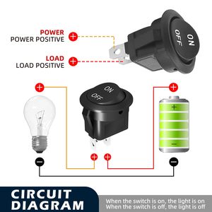 <span class=keywords><strong>Interrupteur</strong></span> à bascule rond <span class=keywords><strong>12</strong></span> V <span class=keywords><strong>interrupteur</strong></span> marche/arrêt <span class=keywords><strong>12</strong></span> <span class=keywords><strong>volts</strong></span> DC cercle <span class=keywords><strong>interrupteur</strong></span> à bascule 2 broches SPST 15A/250V 20A/125V AC 20MM avec fils - Product Image 3