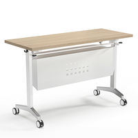 Table de conférence pliable en métal LIWEI avec roulettes, pieds en acier et étagère de rangement - Mobilier de réunion de bureau commercial moderne