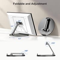 Support en aluminium pour tablette et moniteur portable avec base rotative à 360°, aucun installation requise, fabriqué en Chine (noir)
