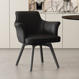 Silla de Comedor Giratoria de 360 Grados de Estilo Italiano Urbano Moderno, Tapicería de Cuero, Estructura de Acero, Muebles para el Hogar, Restaurante de Alta Gama - Product Image 1