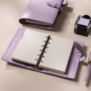 Carpeta de Anillas A7/A8 de Cuero PU Morado con Logotipo Personalizado, Cartera, Funda para Cuaderno de Hojas Sueltas, <span class=keywords><strong>Agenda</strong></span> con Múltiples Ranuras para Tarjetas - Product Image 2