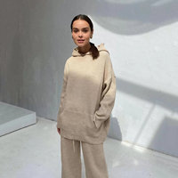 Ensemble décontracté deux pièces pour femme : pull et pantalon côtelés, style sportswear tendance, coupe ample, nouvelle collection, best-seller
