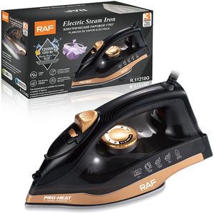 Fer à <span class=keywords><strong>vapeur</strong></span> électrique RAF R.11218 1200W avec semelle en céramique 200ML, fonction <span class=keywords><strong>vapeur</strong></span> puissante, pulvérisation d'eau et défroissage vertical pour usage domestique quotidien - Product Image 1