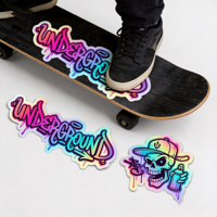 Autocollants holographiques personnalisés, imperméables, résistants aux rayures, anti-UV, en vinyle, pour skateboard, impression découpée sur mesure