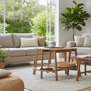 Tavolino da Caffè in Rattan con Ripiano Portaoggetti per Soggiorno, Design Moderno Scandinavo - Product Image 2