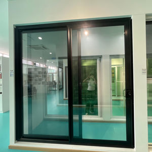 Pared divisoria de vidrio de aluminio insonorizada para exteriores moderna Sistema de puerta de patio corrediza negra Puertas corredizas comerciales de doble acristalamiento - Product Image 2