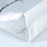 Sacs en non-tissé RPET, revêtement aluminium, recyclables, sacs de courses pliables, imperméables, avec logo personnalisé, pour emballage cadeau