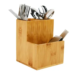 Chopstick Wooden Bamboo Kitchen Cooking Utensil Set With Holder Chopstick Organizer For Kitchen Counter