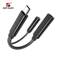 2 en 1 Hi-Res 32bit/384kHz AudioJack USB C a 3,5mm Auriculares con Dongle de carga rápida Cable HiFi Cable para iPhone iPad Samsung