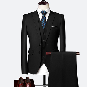 <span class=keywords><strong>Costume</strong></span> de Mariage de Luxe 3 Pièces pour <span class=keywords><strong>Homme</strong></span>, Ensemble Tendance et Cintrée de Couleur Unie pour le Bureau et les Affaires, <span class=keywords><strong>Grande</strong></span> <span class=keywords><strong>Taille</strong></span> Blazer + Pantalon + Gilet - Product Image 3